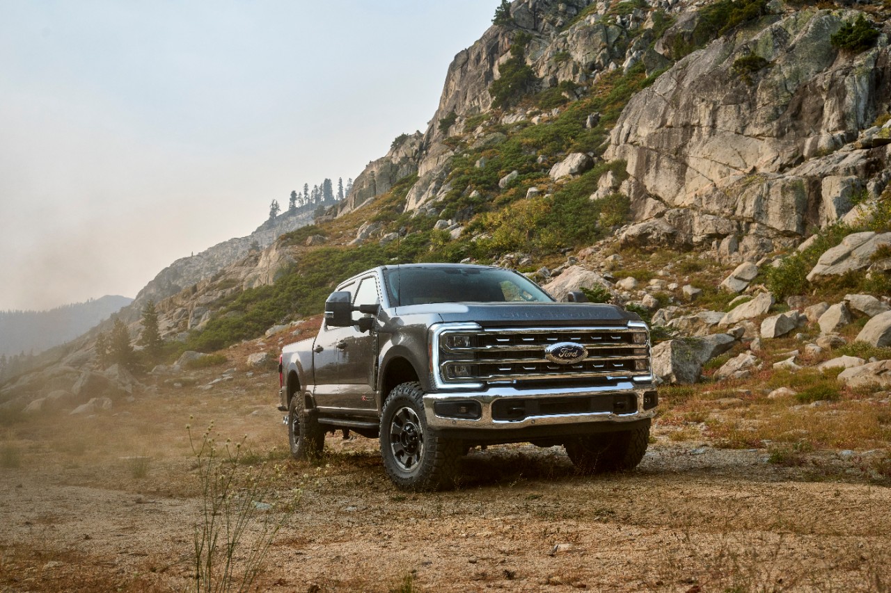 Dually Truck in front of Rocky Mountain