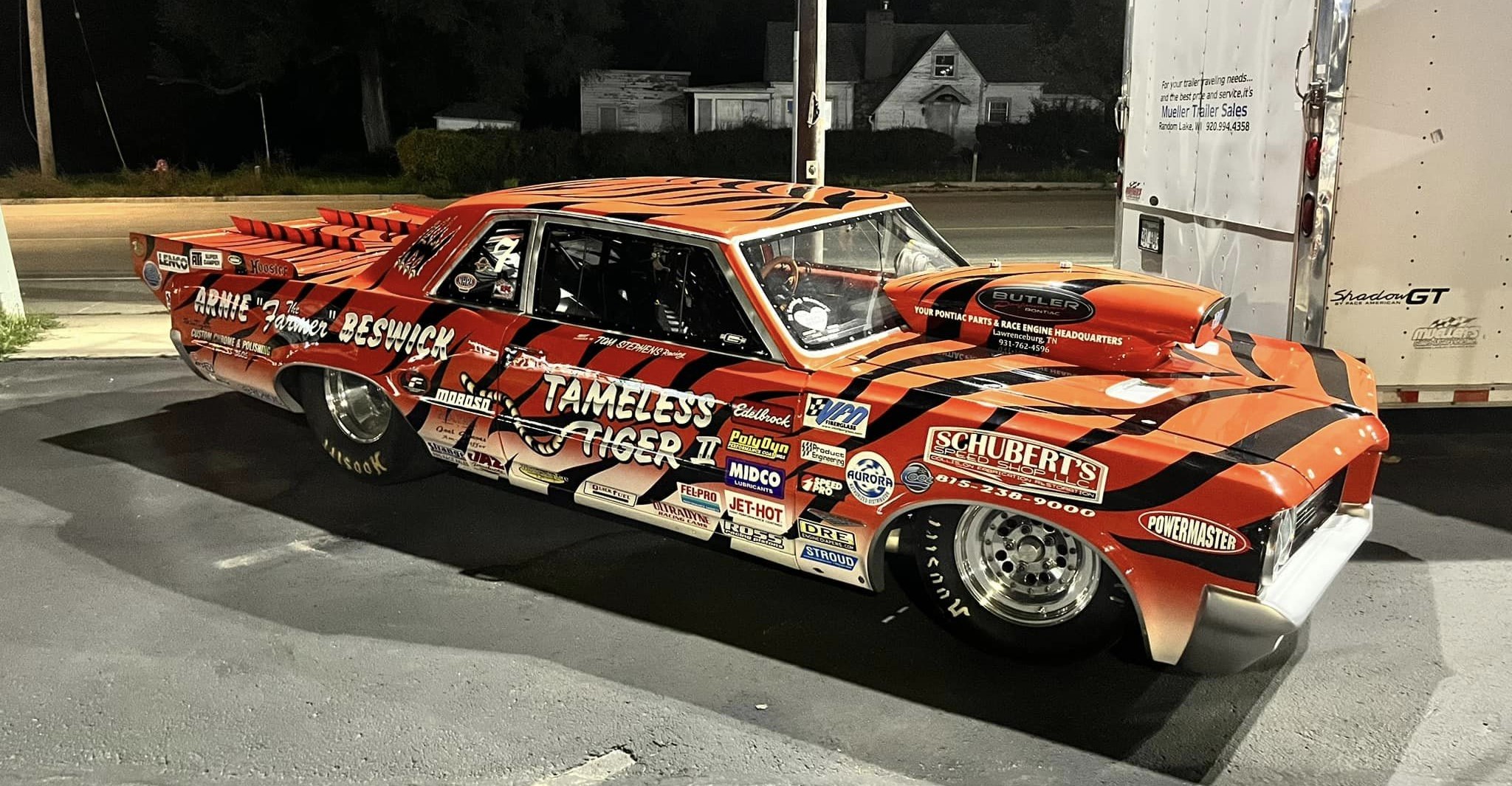 orange with tiger striped 1960's GTO, famously named "Tameless Tiger" 