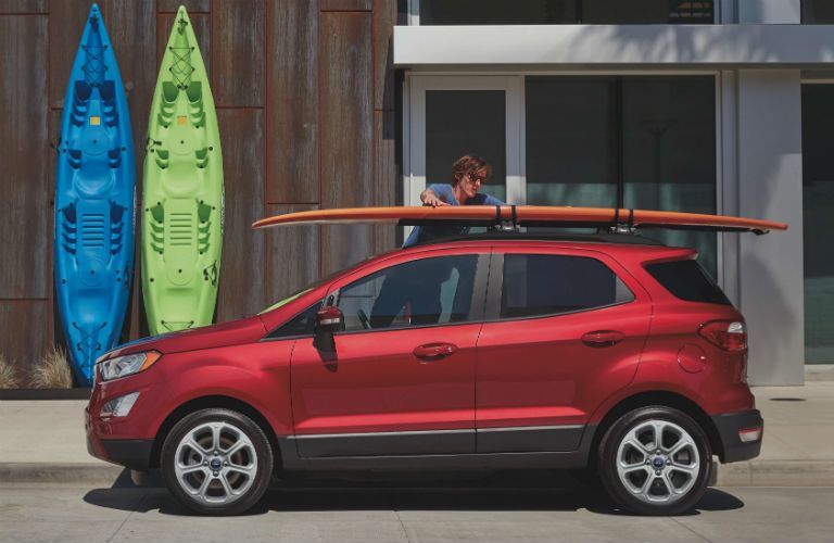 side view of a red Ford EcoSport