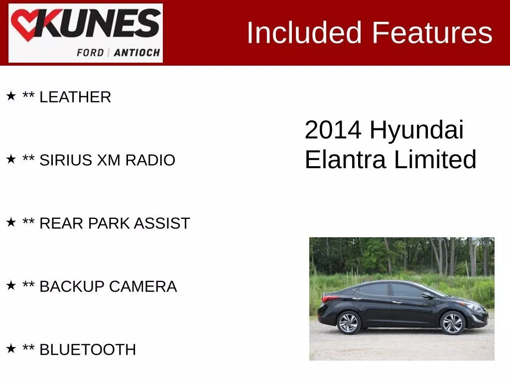 Used 2014 Hyundai Elantra Limited with VIN KMHDH4AE6EU081304 for sale in Antioch, IL