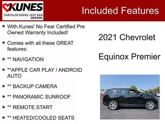 Used 2021 Chevrolet Equinox Premier with VIN 2GNAXXEVXM6138369 for sale in Oregon, IL