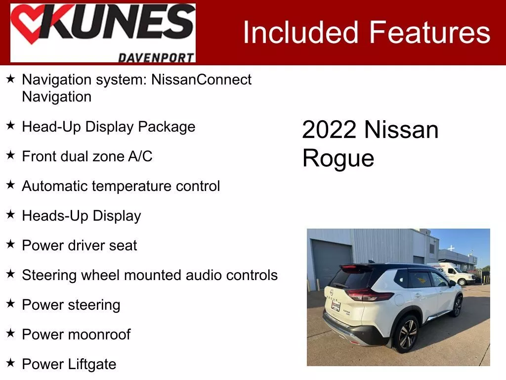 Used 2022 Nissan Rogue Platinum with VIN JN8BT3DD0NW275584 for sale in Davenport, IA