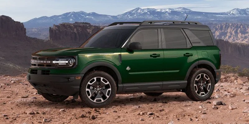 image of deep green ford bronco sport outer banks