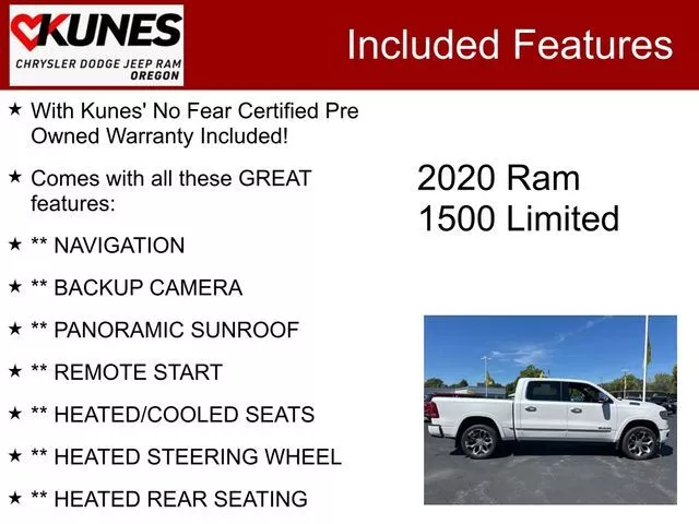 Used 2020 RAM Ram 1500 Limited with VIN 1C6SRFHT5LN273157 for sale in Oregon, IL