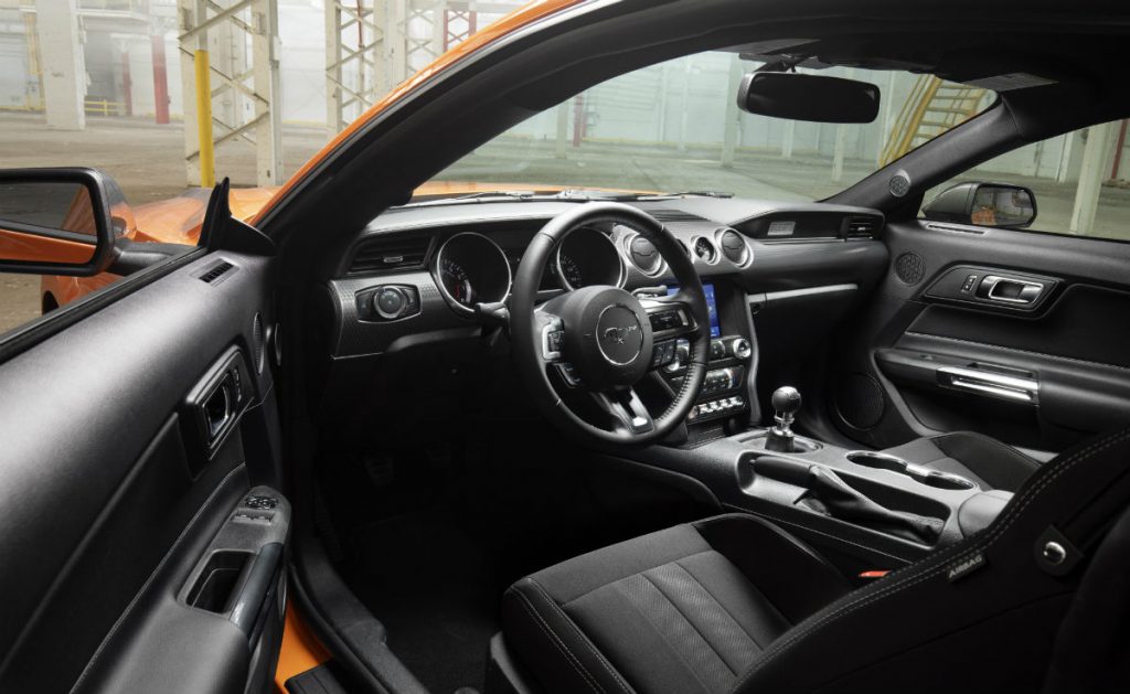 front interior of a 2021 Ford Mustang