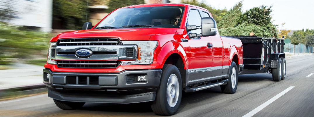 front view of a red 2018 Ford F-150