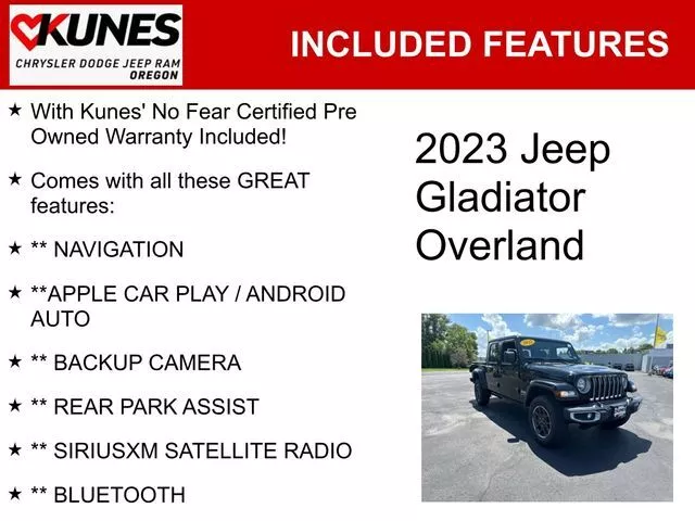 Used 2023 Jeep Gladiator Overland with VIN 1C6HJTFG0PL522522 for sale in Oregon, IL