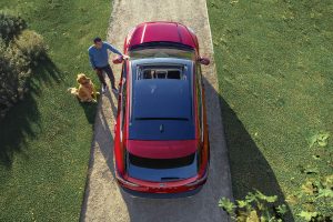 top down view of a red 2021 Ford Escape