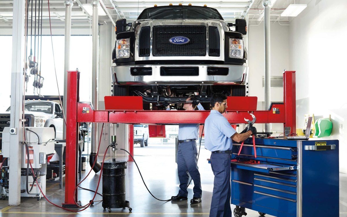 Ford Work Truck Raised for Service