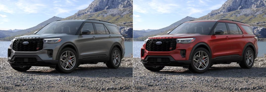 Carbonized Gray Metallic and Rapid Red Metallic 2025 Ford Explorer Models