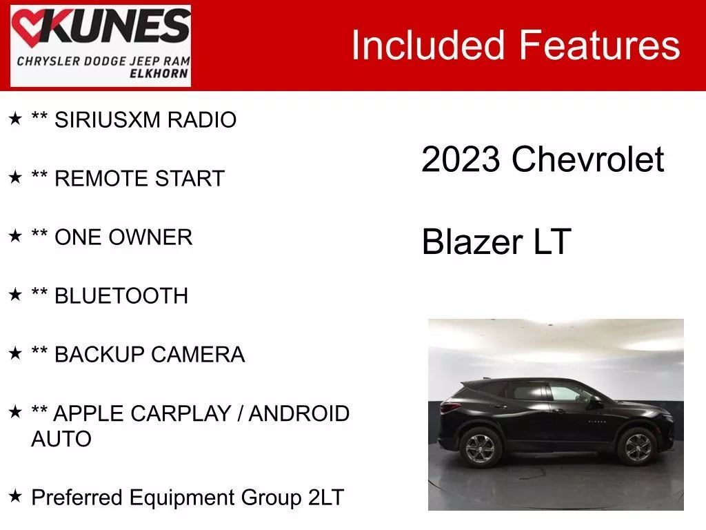 Used 2023 Chevrolet Blazer 2LT with VIN 3GNKBHR42PS183256 for sale in Elkhorn, WI