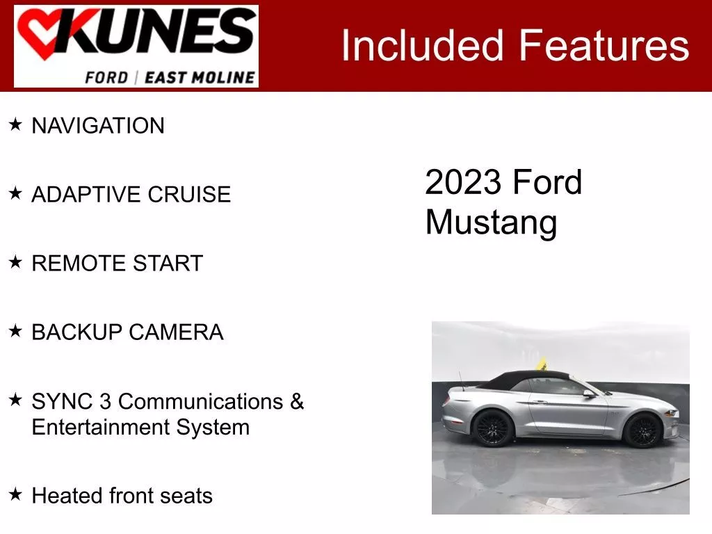 Used 2023 Ford Mustang GT Premium with VIN 1FATP8FF3P5110143 for sale in East Moline, IL