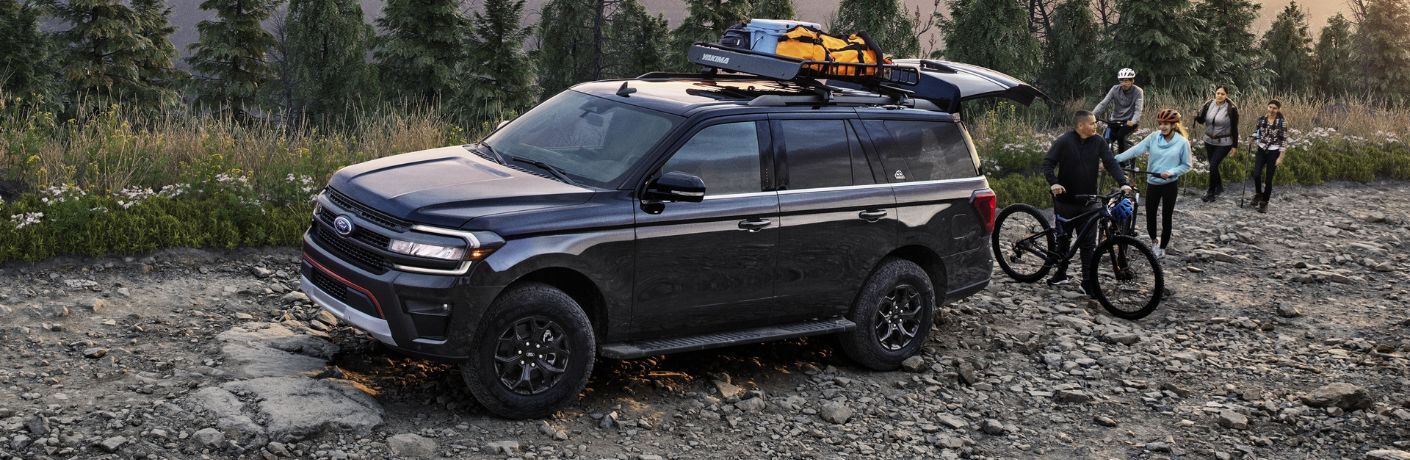 Black 2023 Ford Expedition Timberline on a Gravel Trail