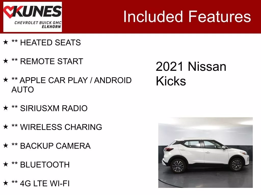 Used 2021 Nissan Kicks SV with VIN 3N1CP5CV5ML470159 for sale in Elk Horn, WI