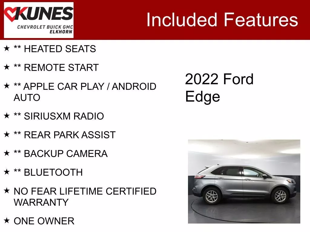 Used 2022 Ford Edge SEL with VIN 2FMPK4J94NBA55209 for sale in Elk Horn, WI