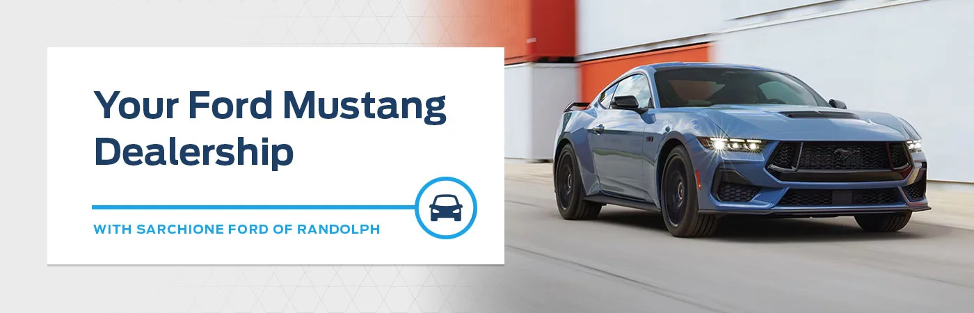 your ford mustang dealership  with image of blue ford mustang
