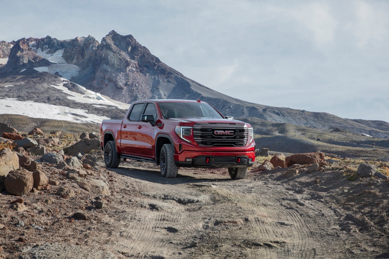 GMC Sierra in desert mountain region