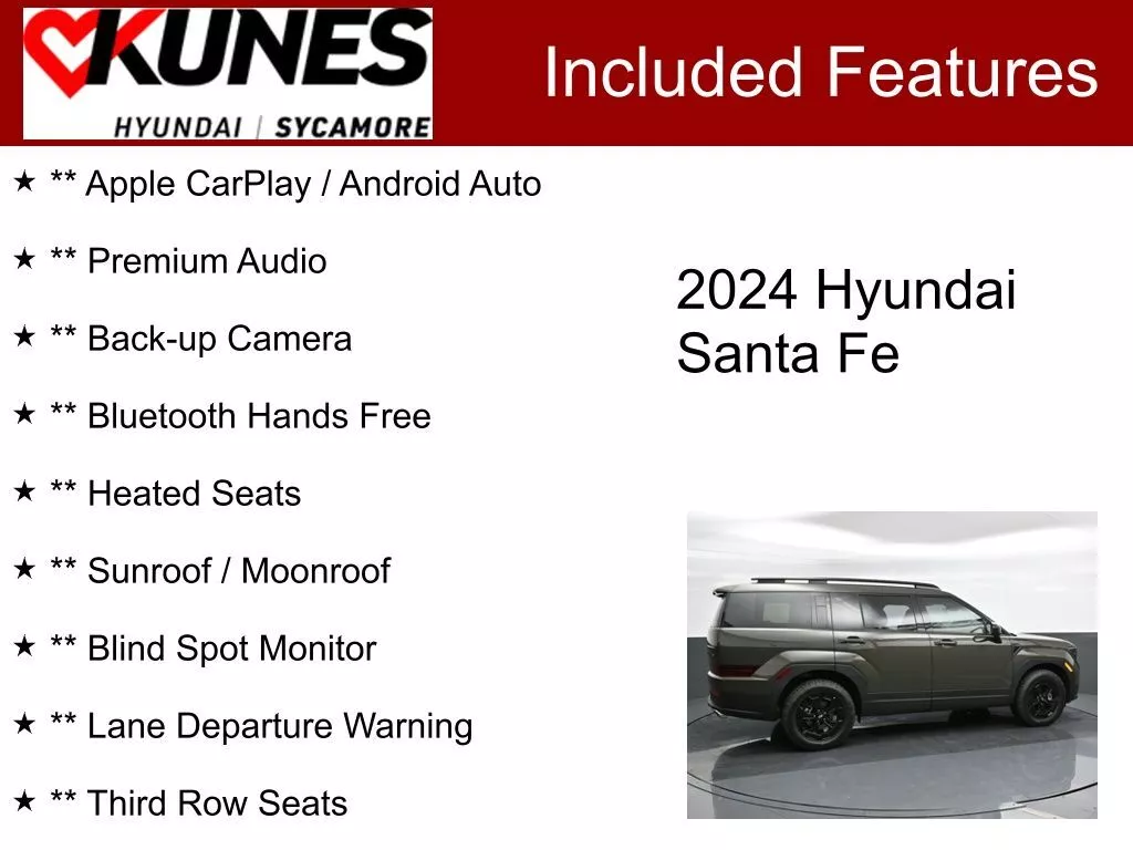 Used 2024 Hyundai Santa Fe XRT with VIN 5NMP3DGL6RH013569 for sale in Sycamore, IL