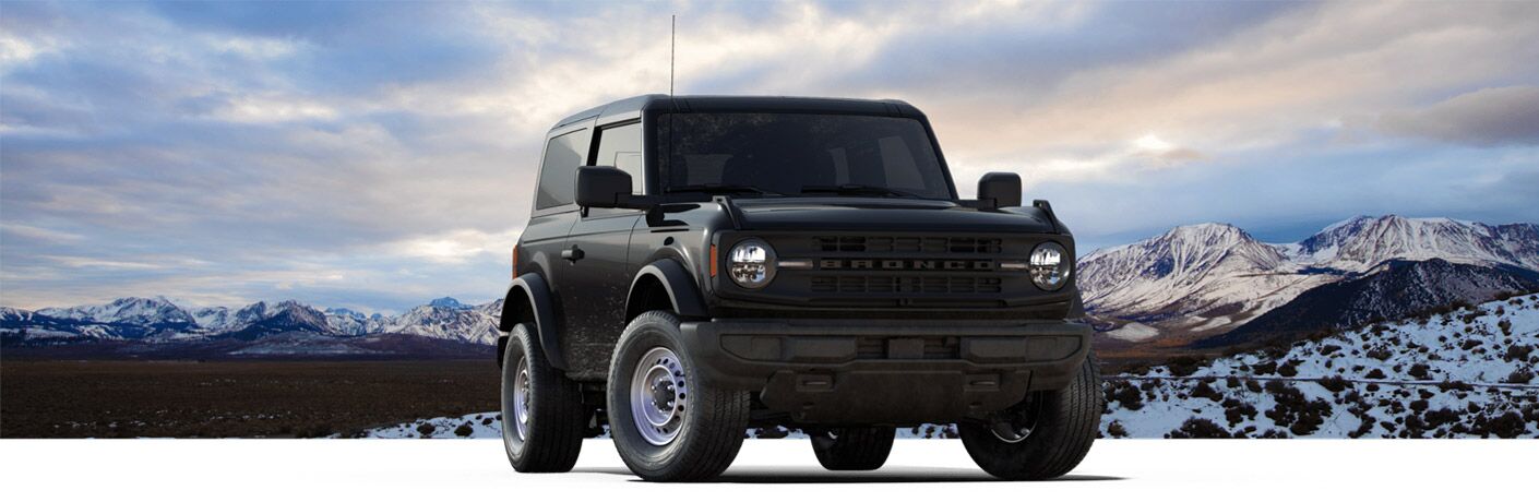 front view of a black 2021 Ford Bronco 2-Door