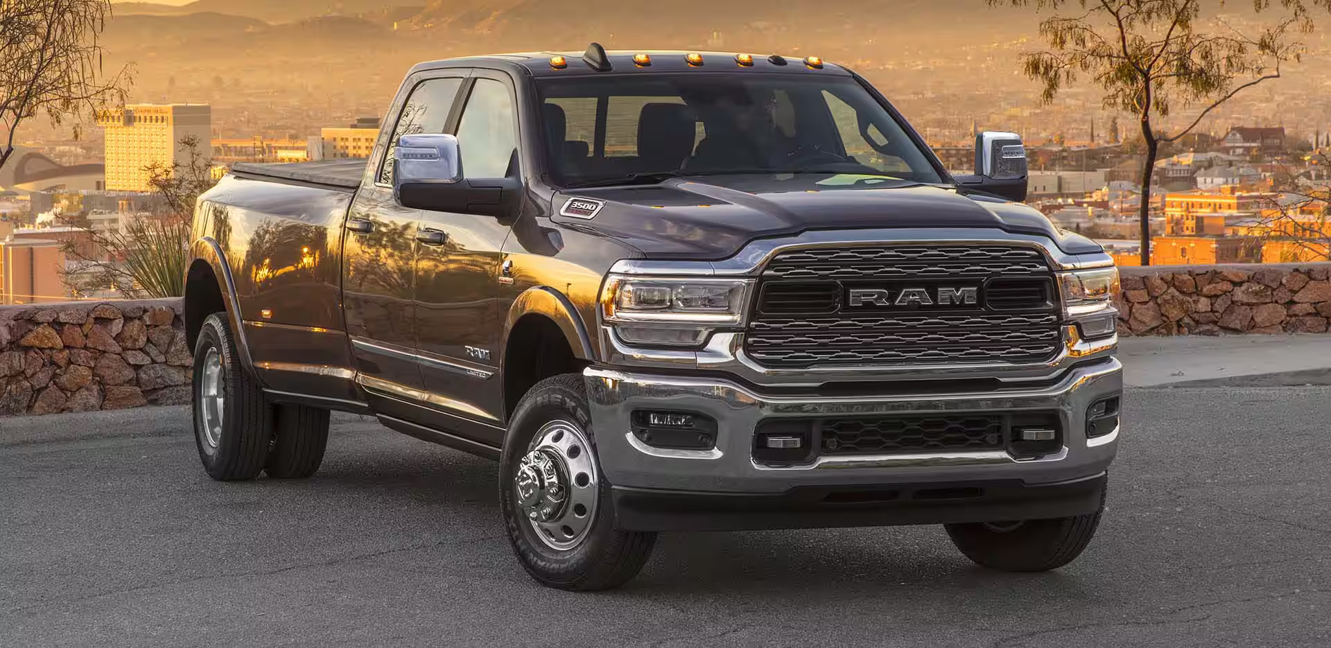 Gray Ram 3500 sitting parked.