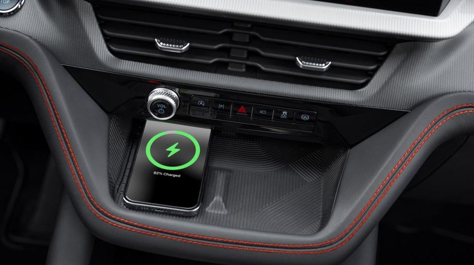 2025 Ford Explorer redesigned dashboard features a shelf in the center with wireless charging