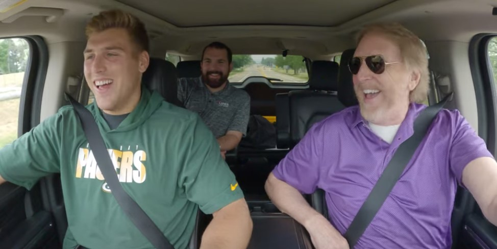 pictured from left to right: Lukas Van Ness, Ethan Middleton, Bobby "Bobby O" O'Neal; Lukas, Ethan (sitting in back seat), and Bobby O, laughing in the car together