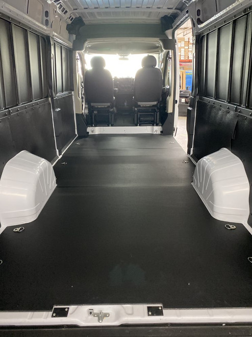 inside back view of promaster to display ability to side sleep