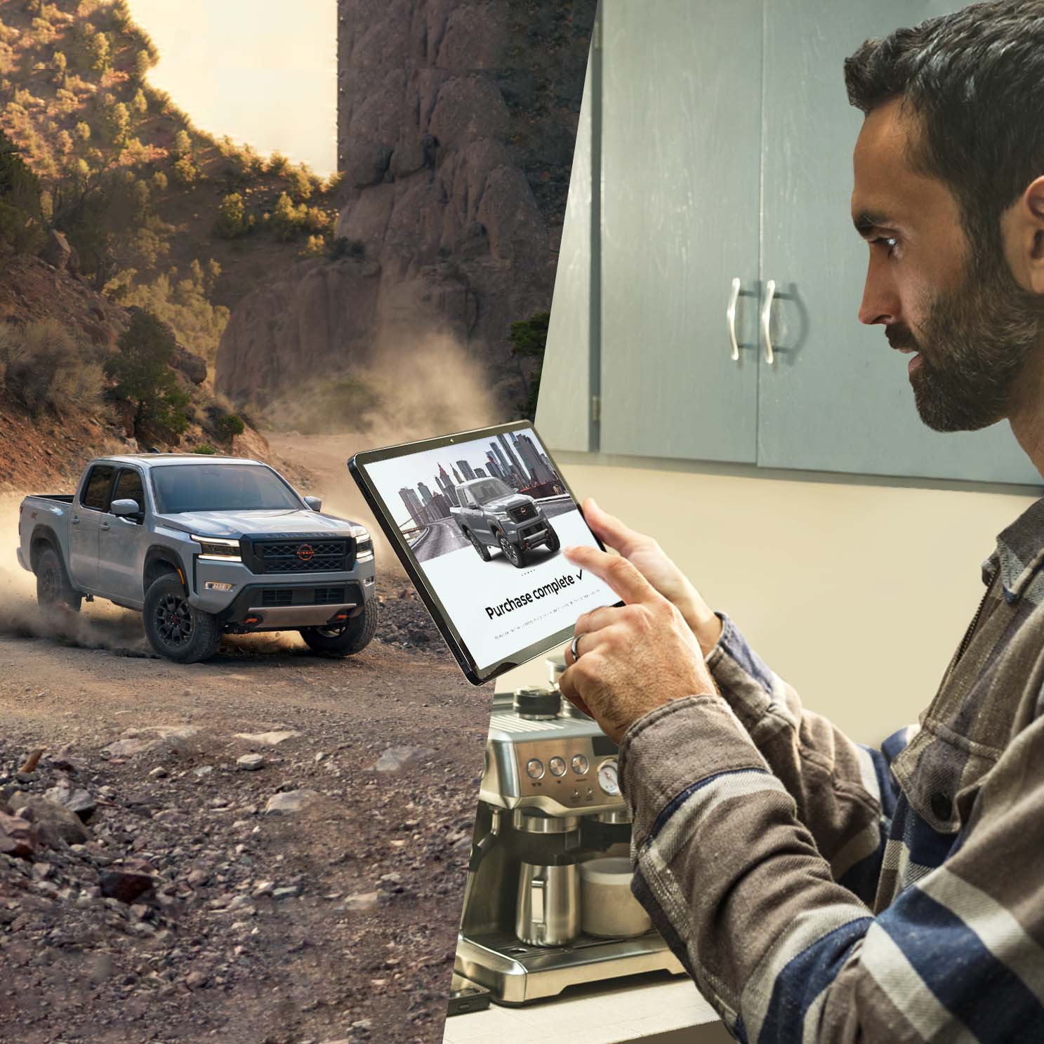 Man with ipad buying a car