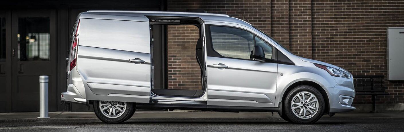 side view of a silver 2020 Ford Transit Connect Van