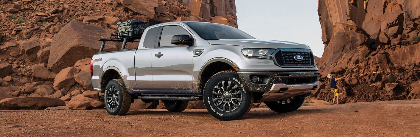 side view of a silver 2021 Ford Ranger