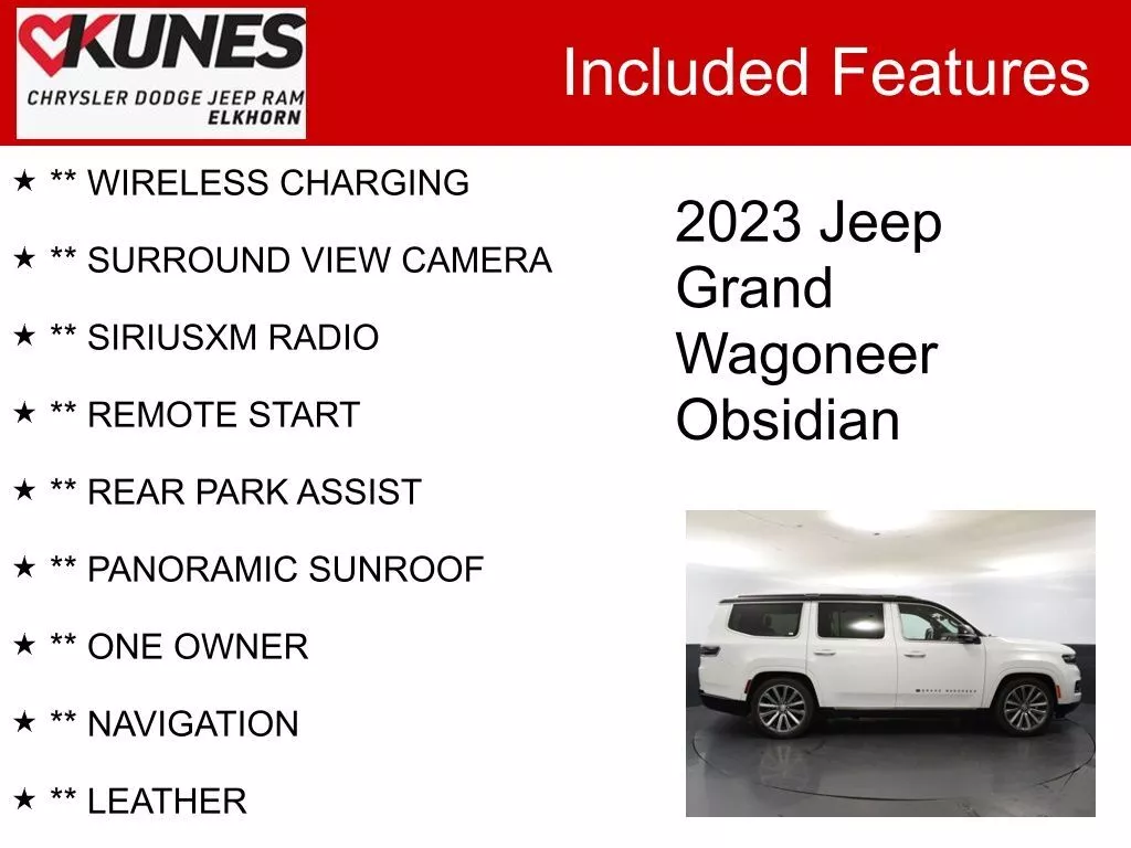 Used 2023 Jeep Grand Wagoneer Series II with VIN 1C4SJVFJ7PS510363 for sale in Elkhorn, WI