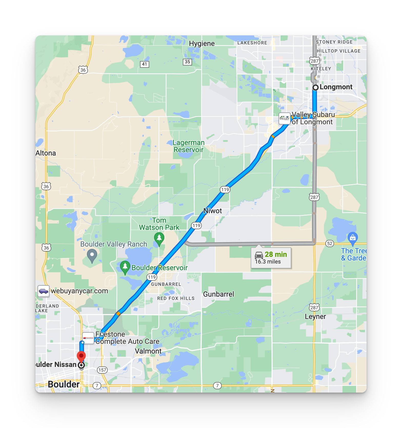 driving directions to boulder from longmont