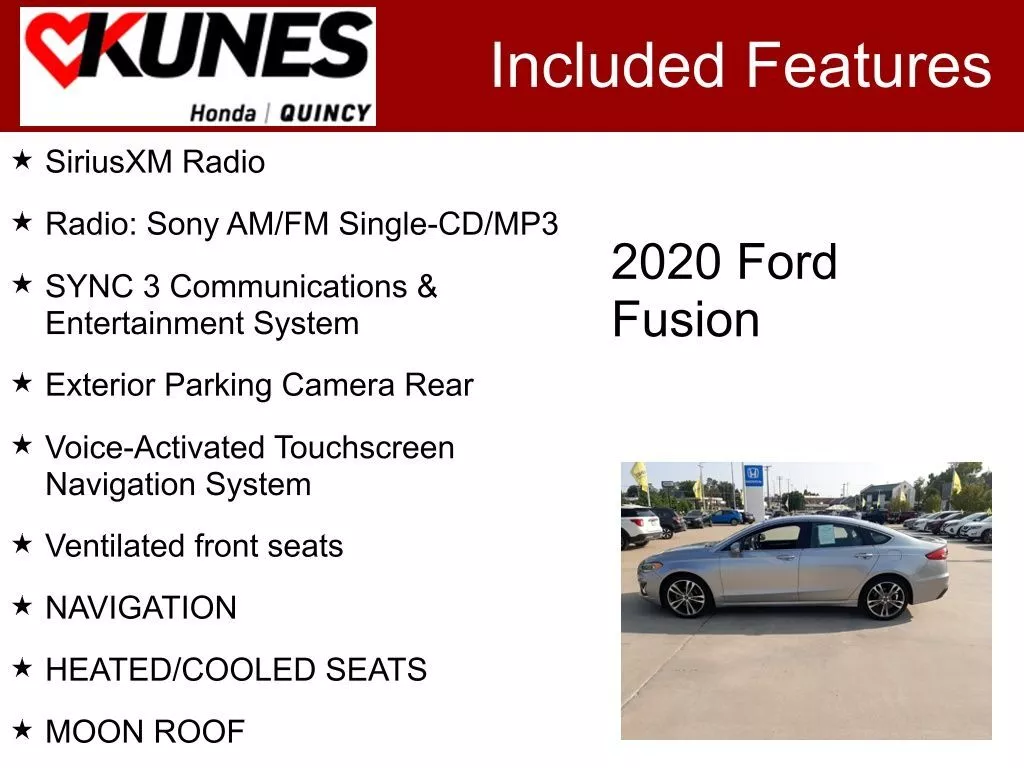 Used 2020 Ford Fusion Titanium with VIN 3FA6P0D92LR152693 for sale in Quincy, IL