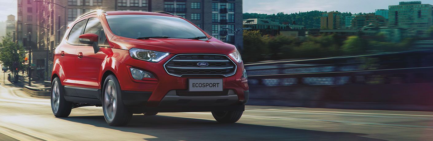 front view of a red 2021 Ford EcoSport