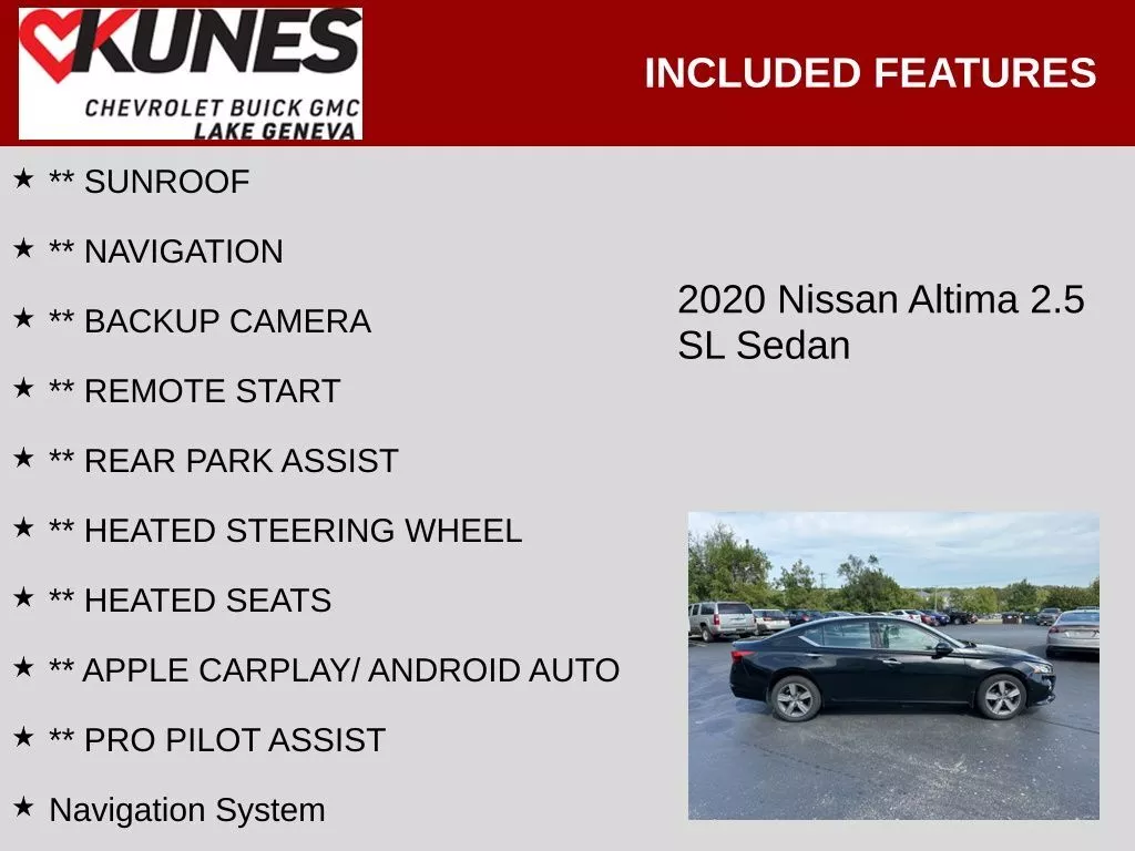 Used 2020 Nissan Altima SL with VIN 1N4BL4EWXLC168385 for sale in Lake Geneva, WI