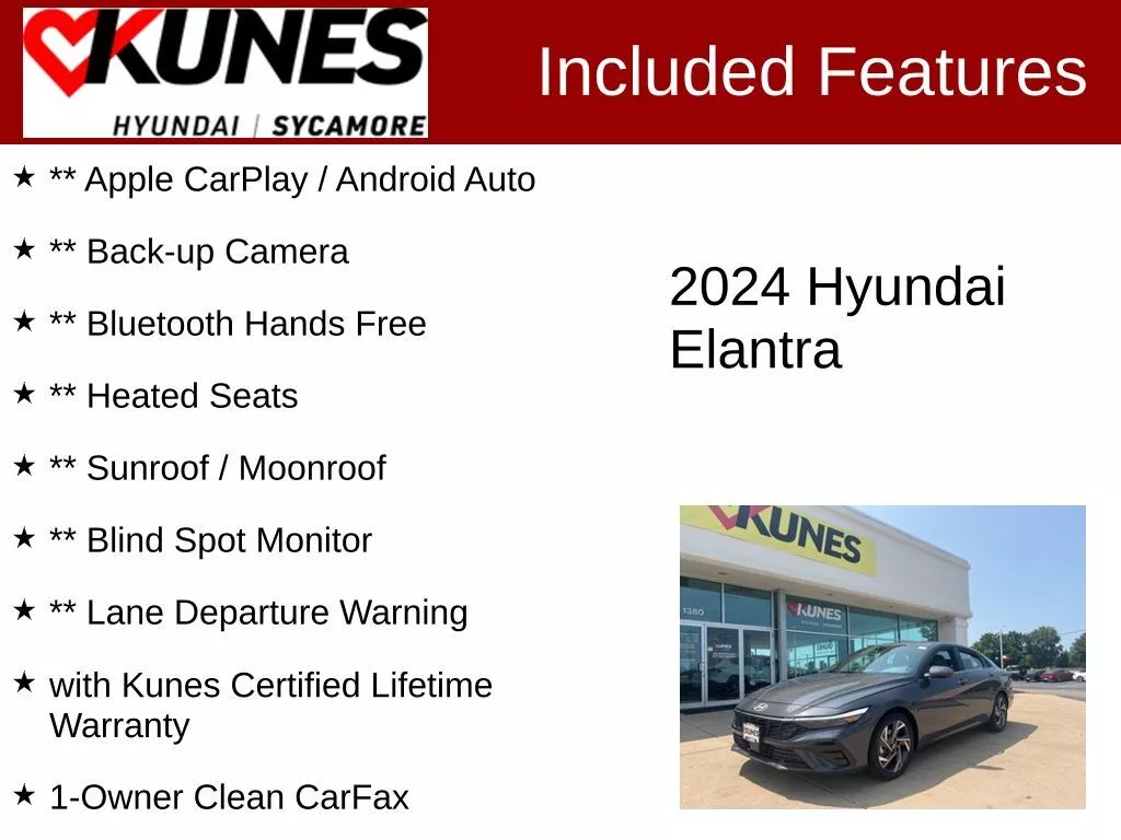 Used 2024 Hyundai Elantra SEL with VIN KMHLS4DG6RU678114 for sale in Sycamore, IL