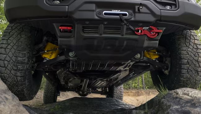 2024 GMC AT4X AEV underbody, with view of winch on front bumper