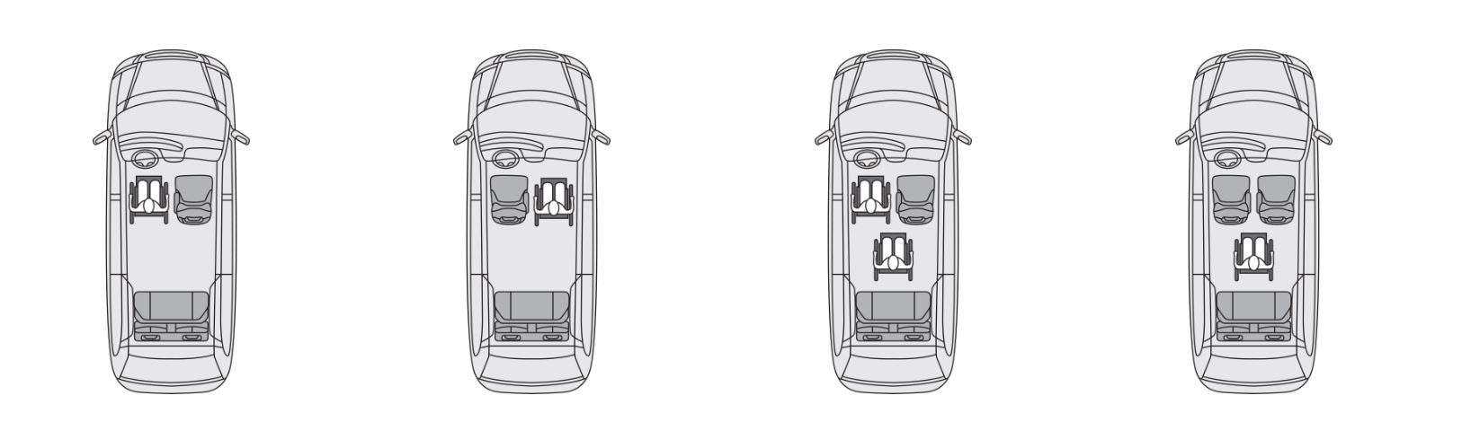 diagram showing 4 options for the Honda Odyssey mobility van