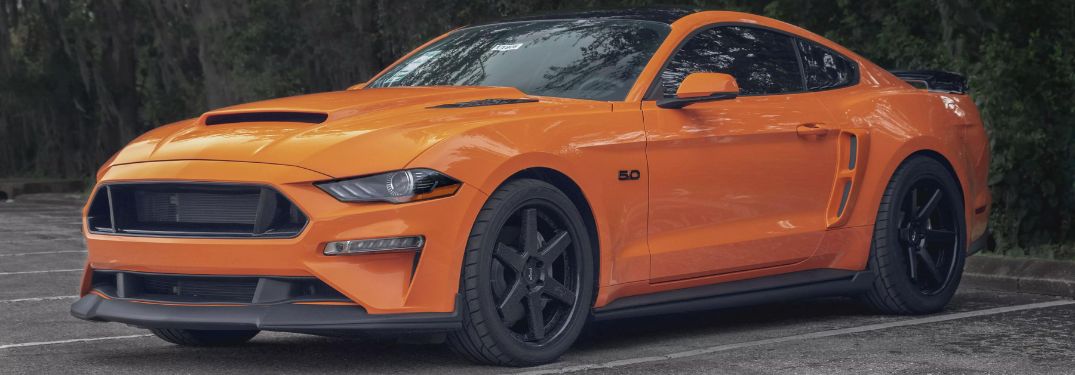 Orange Ford Mustang with Custom Wheels and Body Kit by Brandon Ford Customs