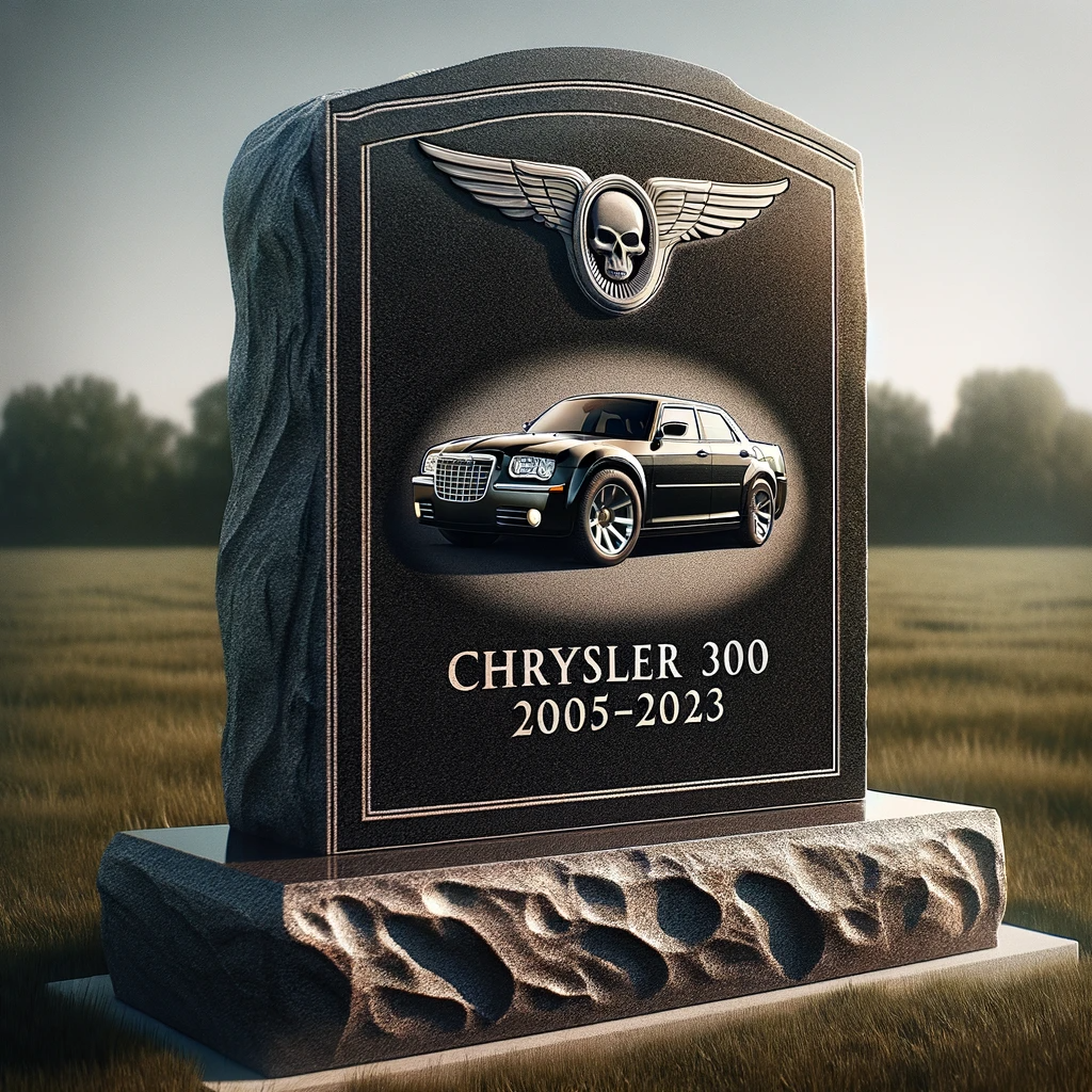 Gravestone engraved with the Chrysler 300