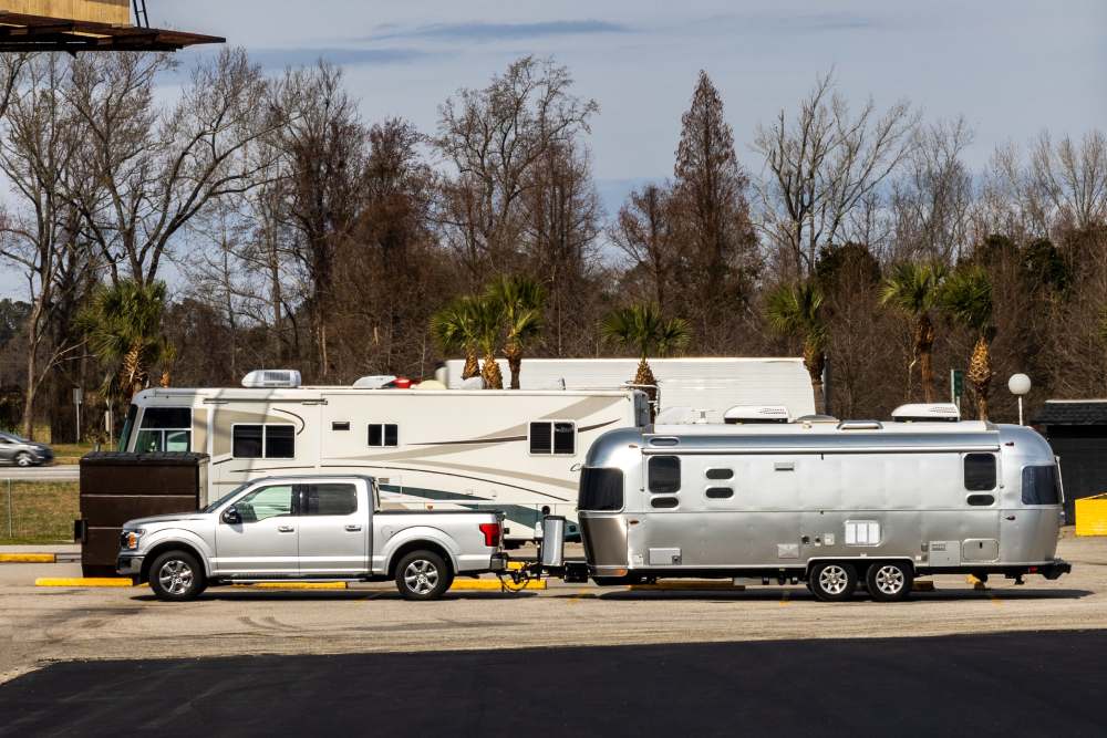 a Ford F-250 towing