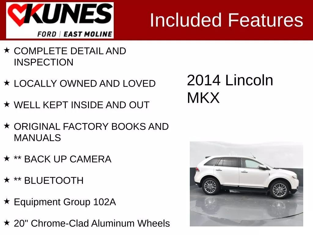 Used 2014 Lincoln MKX Base with VIN 2LMDJ8JK4EBL02751 for sale in East Moline, IL