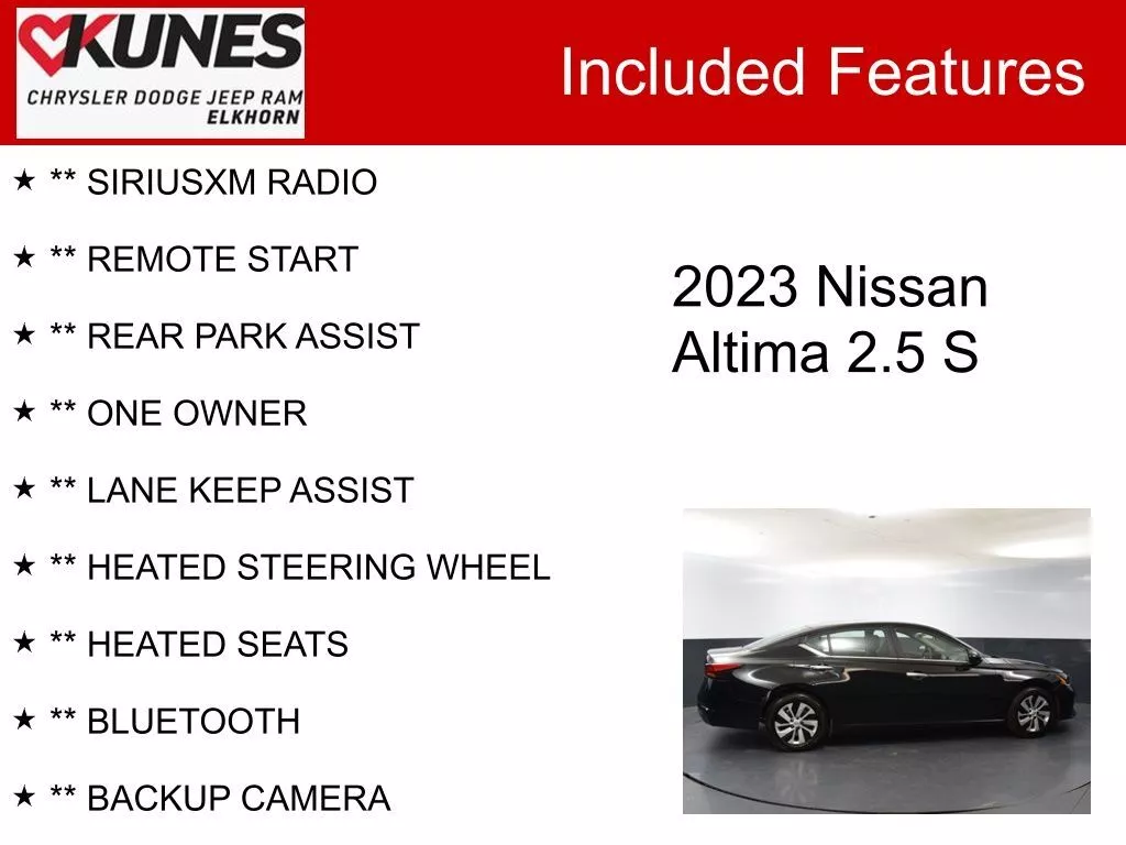 Used 2023 Nissan Altima S with VIN 1N4BL4BV6PN328218 for sale in Elkhorn, WI