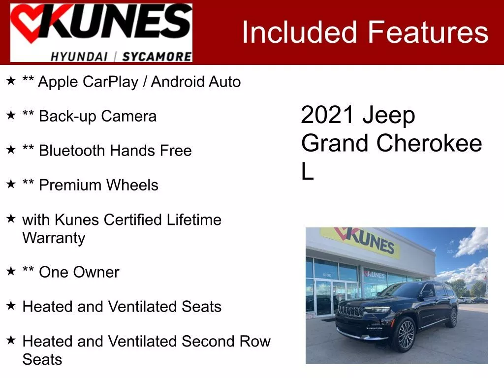 Used 2021 Jeep Grand Cherokee L Summit Reserve with VIN 1C4RJKEG9M8102460 for sale in Sycamore, IL