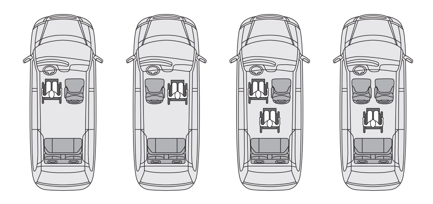 diagram showing 4 options for the Toyota Sienna mobility van