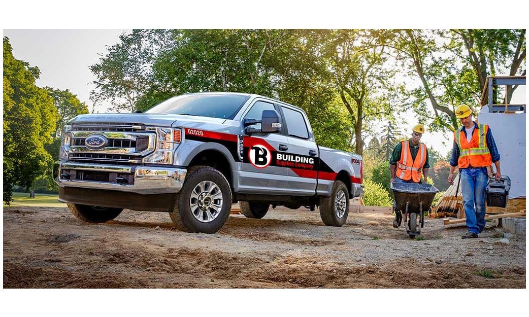 Ford F-250 Commercial Truck Exterior Driver Side Front Profile on Jobsite