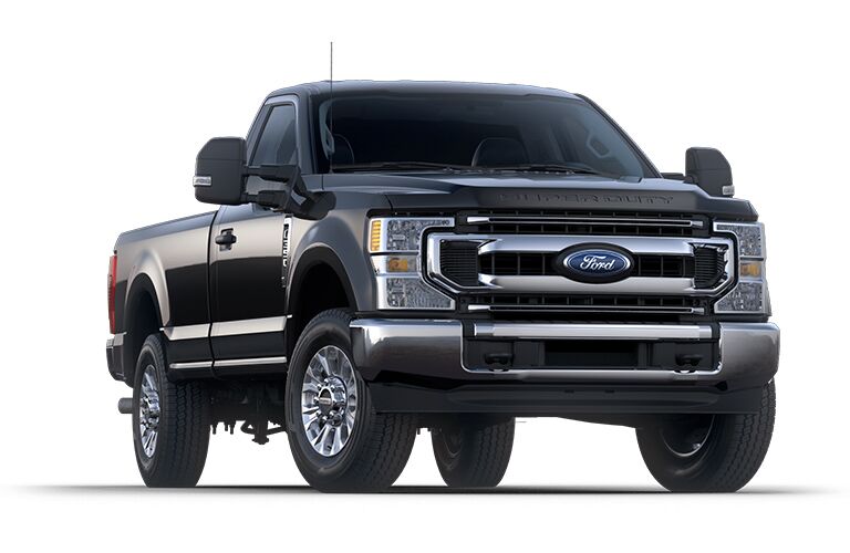 front view of a black 2021 Ford F-350