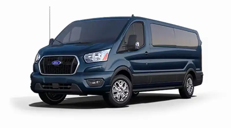 image of deep blue ford transit