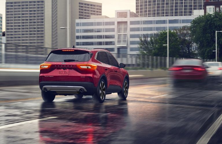 Red 2025 Ford Escape Rear Exterior on a City Street