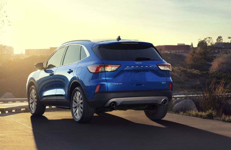 rear view of a blue 2020 Ford Escape Plug-In Hybrid